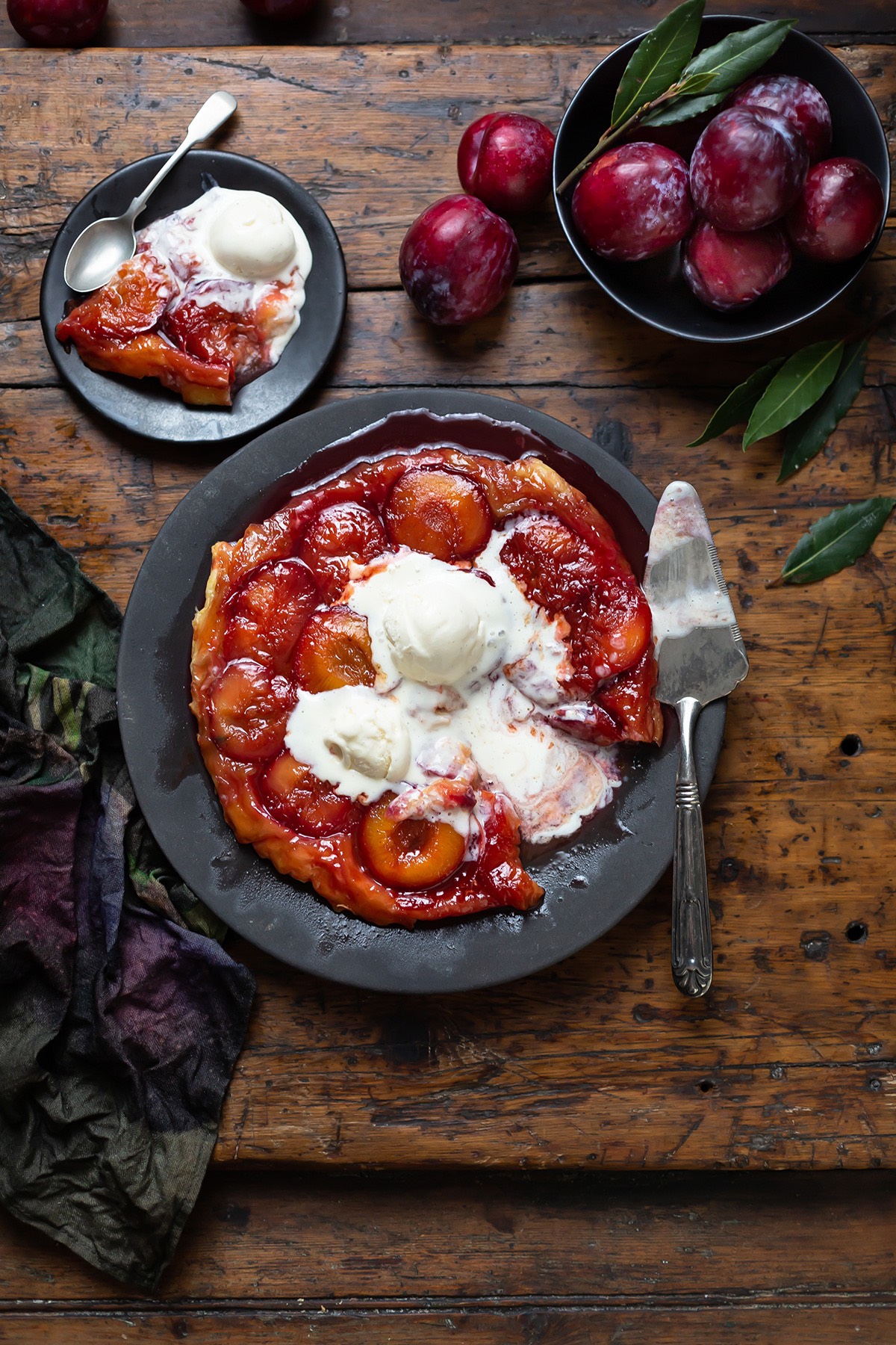 PLUM AND MARZIPAN TARTE TATIN